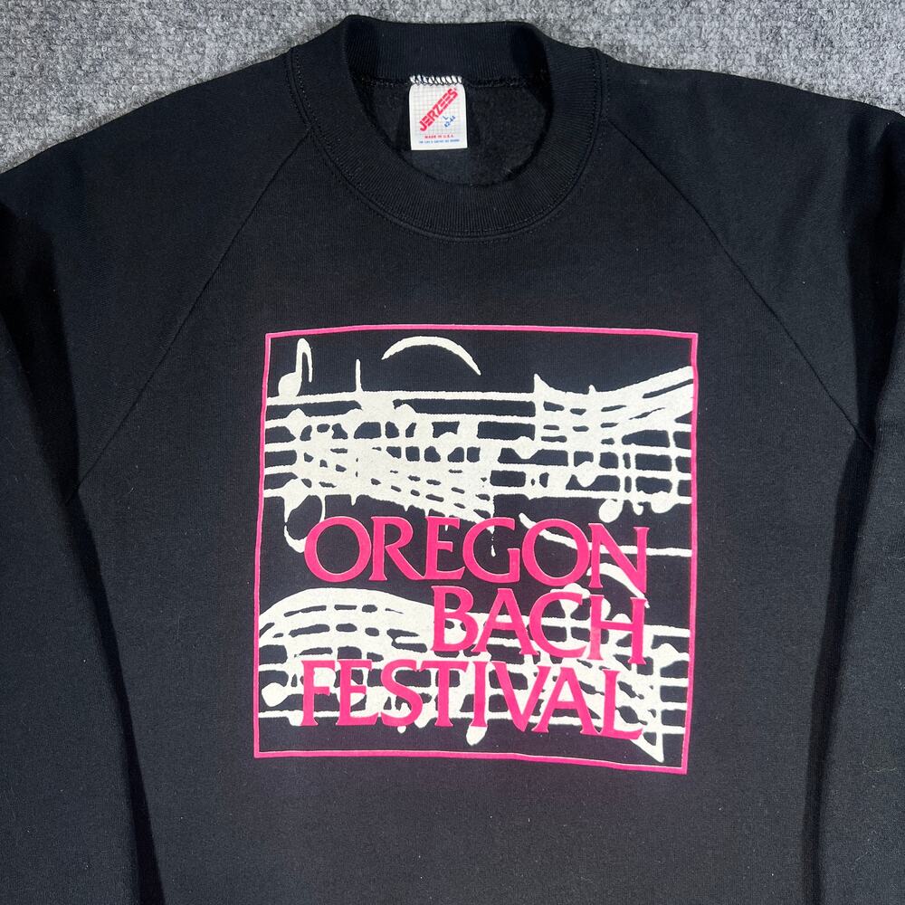 Vintage 80s Oregon Bach Festival Crewneck Sweatshirt Black Youth XL
